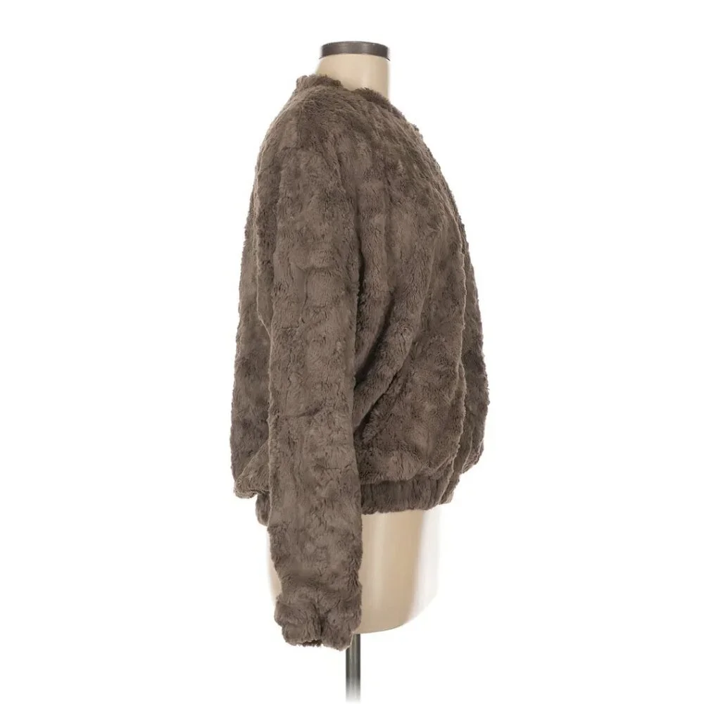 ASTR the Label Danika Faux-Fur Jacket Plush Gray Med - Picture 5 of 7